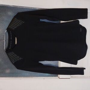 MNY Faux Leather Black Long Sleeve Thermal Top